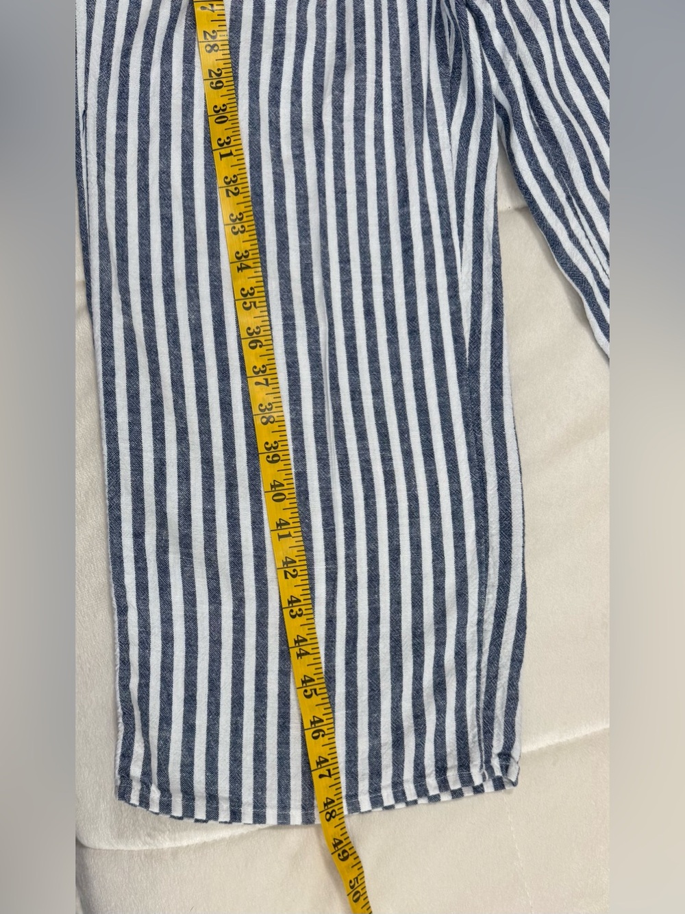 Old Navy Striped Linen Blend Jumpsuit Small Blue White Wide Leg Pockets - Picture 6 of 7